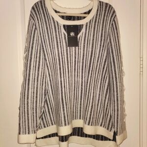 Rock & Republic Sweater, Black/White, Arm Detail, XXL